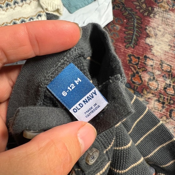 Baby boy lot fair isle sweater, corduroys, striped one piece fleece bear hat - Picture 14 of 16